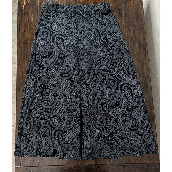 Briggs New York Skirt Size 1X Black Paisley Button Maxi Whimsigoth Y2K - Picture 1 of 6